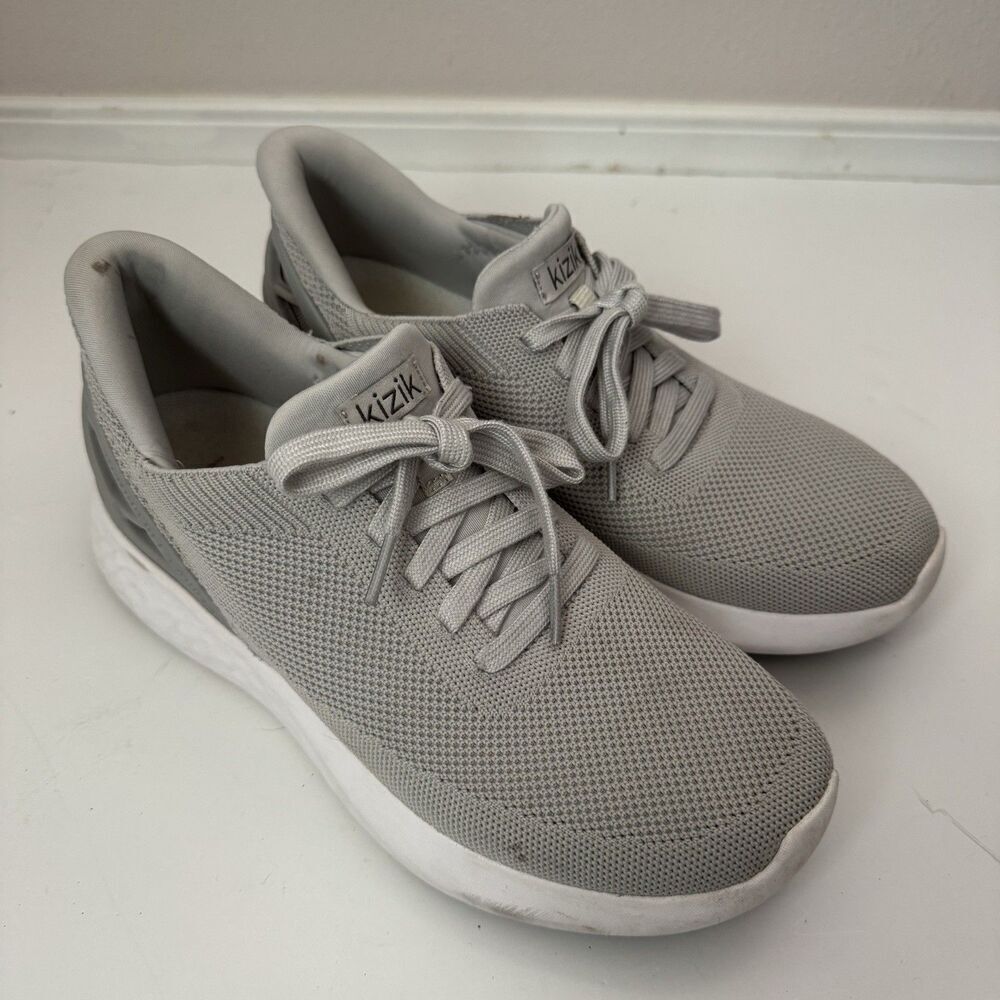Kizik Athens Tie Shoes Sneakers Men 7.5 Women 9 Wide Gray Hands-Free Technology - Picture 2 of 10